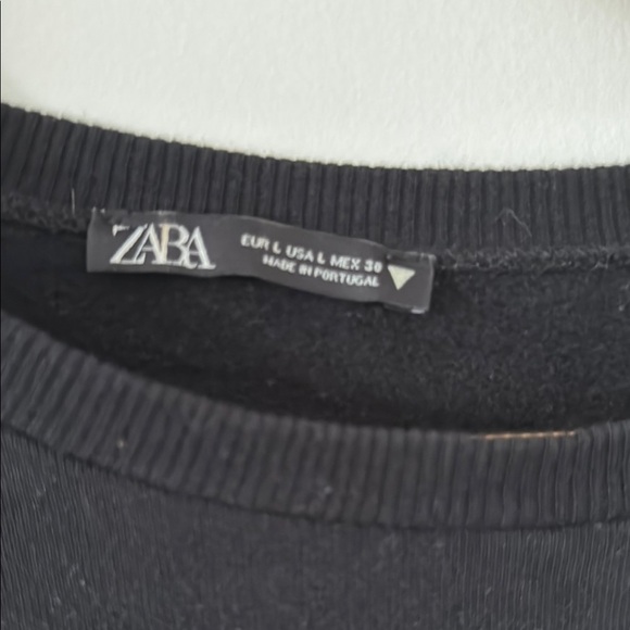 Zara Black Peplum Crew Neck Long Sleeve Sweatshirt Size Large - Picture 2 of 4